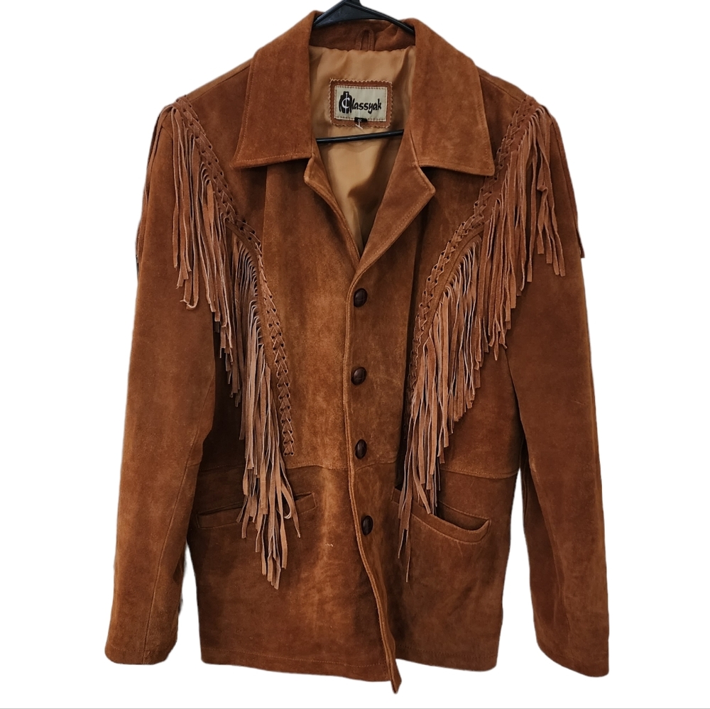 Classyak Suede Fringe Brown Jacket